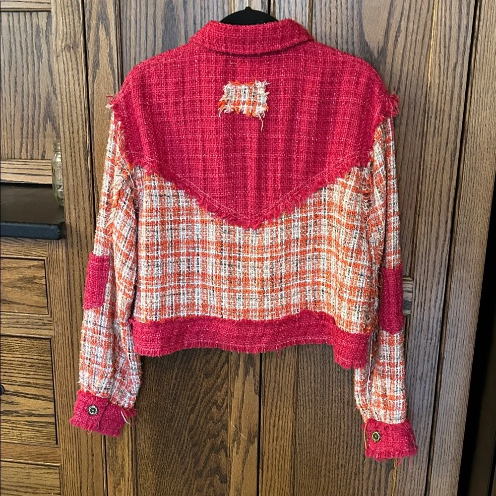 POL Pink Tweed Blazer Jacket Boxy Fit Orange Shacket‎ Medium